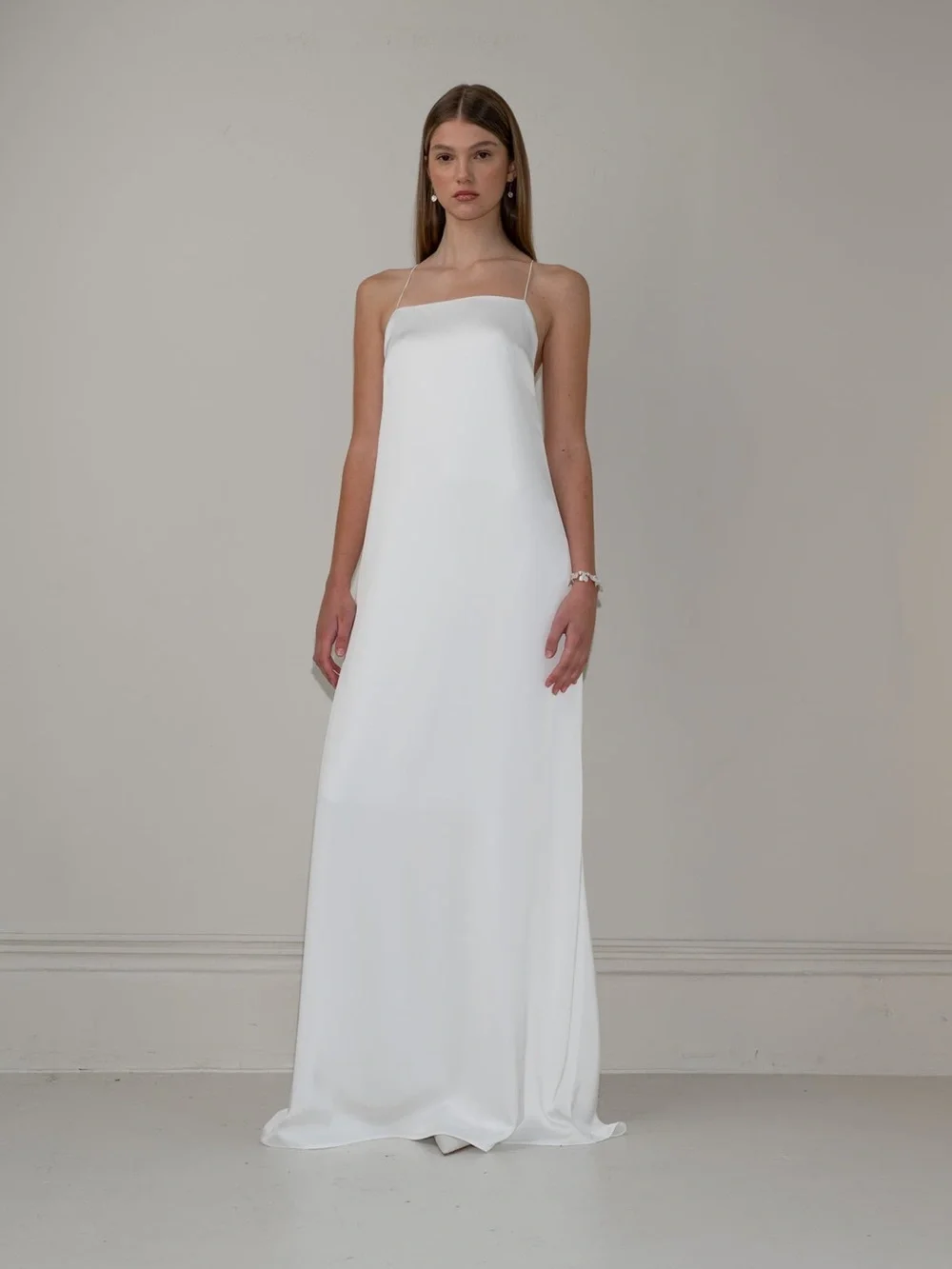 Tempete square neck wedding dress and knot scarf size s